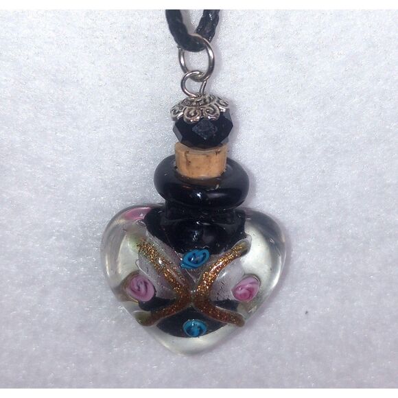 Heart Shaped Glass Potion Bottle Necklace - Picture 1 of 9